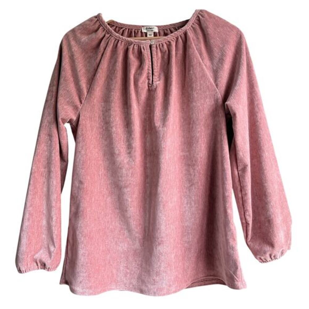 DYLAN Chenille Blouse Mauve Pink Long Sleeve Boho Peasant Feminine Relaxed XS